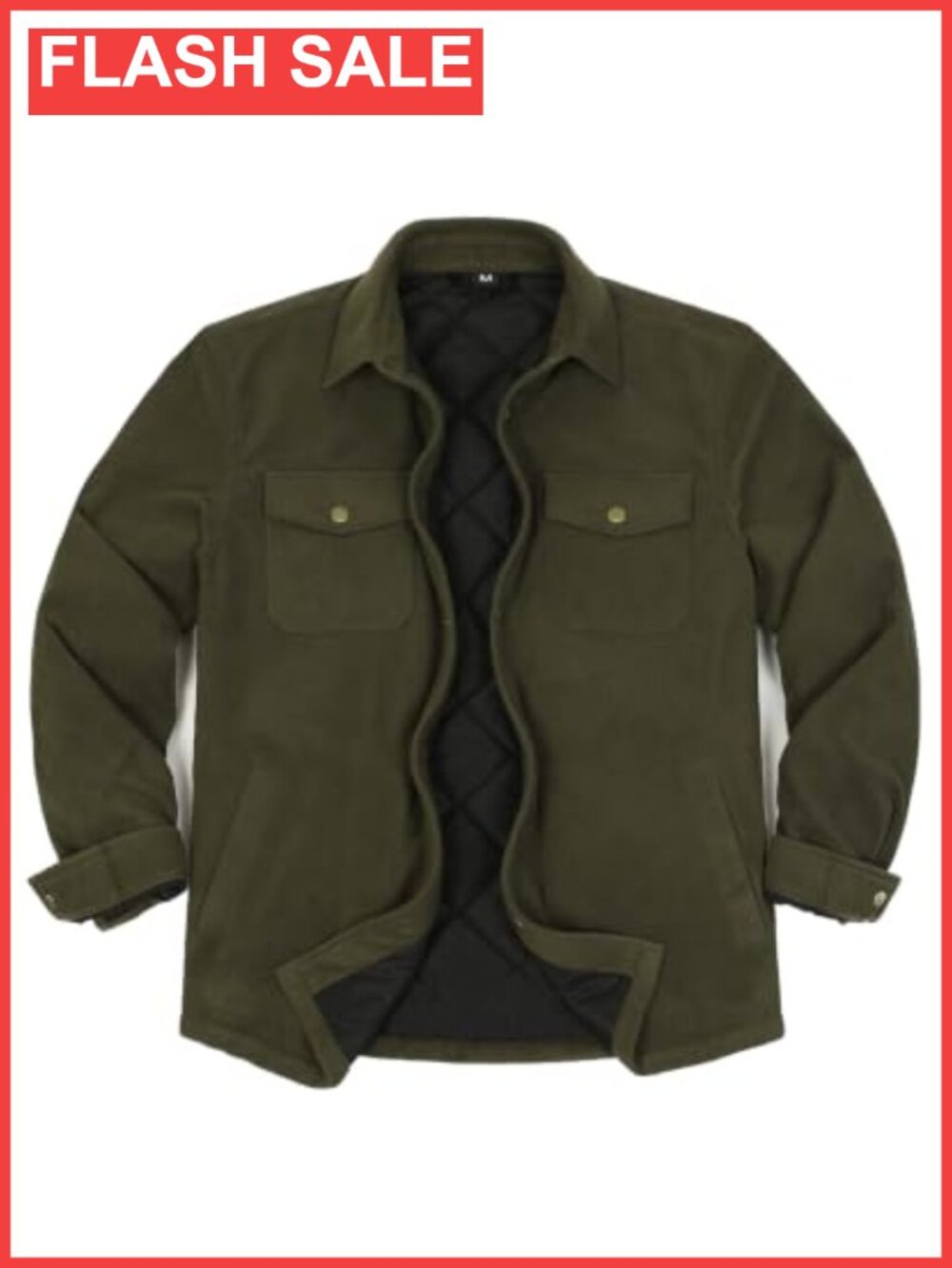 Quilted Lined Plaid Shacket Snap Button Fleece Overshirt